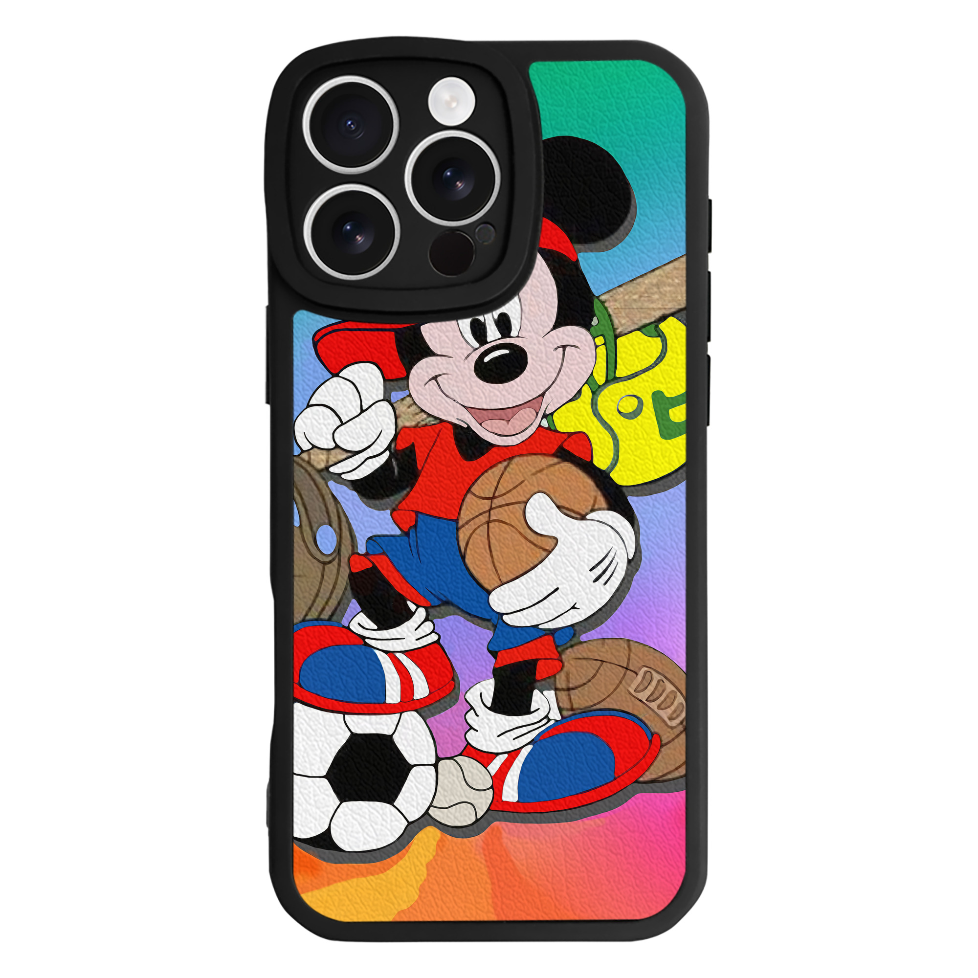 （画像用） ミッキーマウス Mickey Mouse 【iPhone 16シリーズ対応】シリコンスマホケース（レザー調） 材質：シリコン